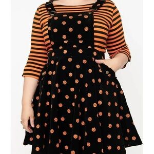 Unique Vintage Black and Orange Festive Dress